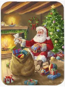 212 MAIN Large Tempered Glass Cutting Board - Heatproof Printed Kitchen Chopping Board with Colorful Santa Art, Christmas Toy Unloading Design