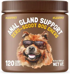 LEGITPET Anal Gland Support Chews for Dogs with Fiber & Digestive Health Supplement Scooting Relief, Gut Balance & Comfort Pumpkin, Chia, Marshmallow Root 120 Soft Chews