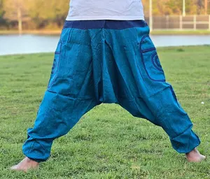 Organically Handmade Natural Stonewashed Hippie Colorful - Unisex Comfortable Yoga Pant Trouser