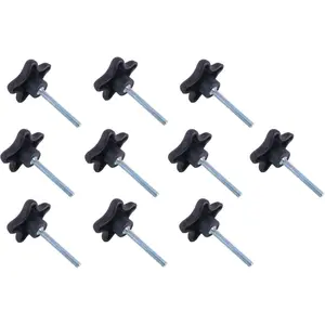 774021 Pack of 10 3/8 16 Male Threads Star Knobs 2 Inch Diameter with 2 Inch Long Threaded Post