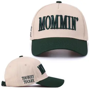 Vintage Two-Tone Trucker Hat Adjustable Baseball Cap with Mommin Embroidery Ponytail Fit Unisex Outdoor Casual Headwear