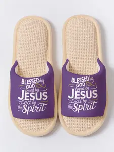 "Blessed by God, Loved by Jesus" Text Slippers Cloud-Feeling Devout Faith Style Indoor Outdoor Must-Have