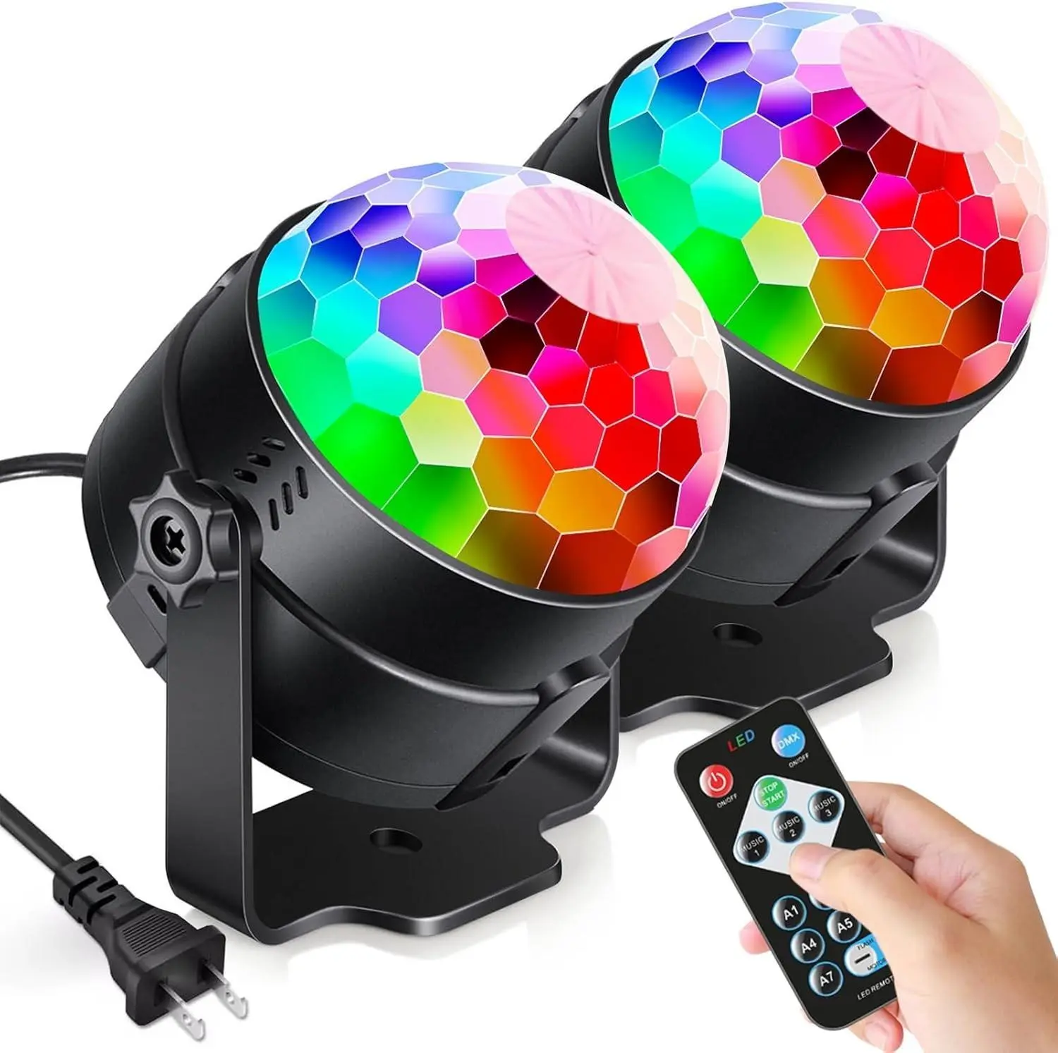 2-Pack Luditek Party Lights – Sound Activated DJ Disco Ball w/ Remote Control
