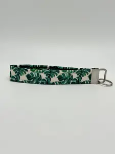 Monstera Plant Print Keychain Wristlet, Key Fob Lanyard, Retro Keychain, Y2K, Handmade