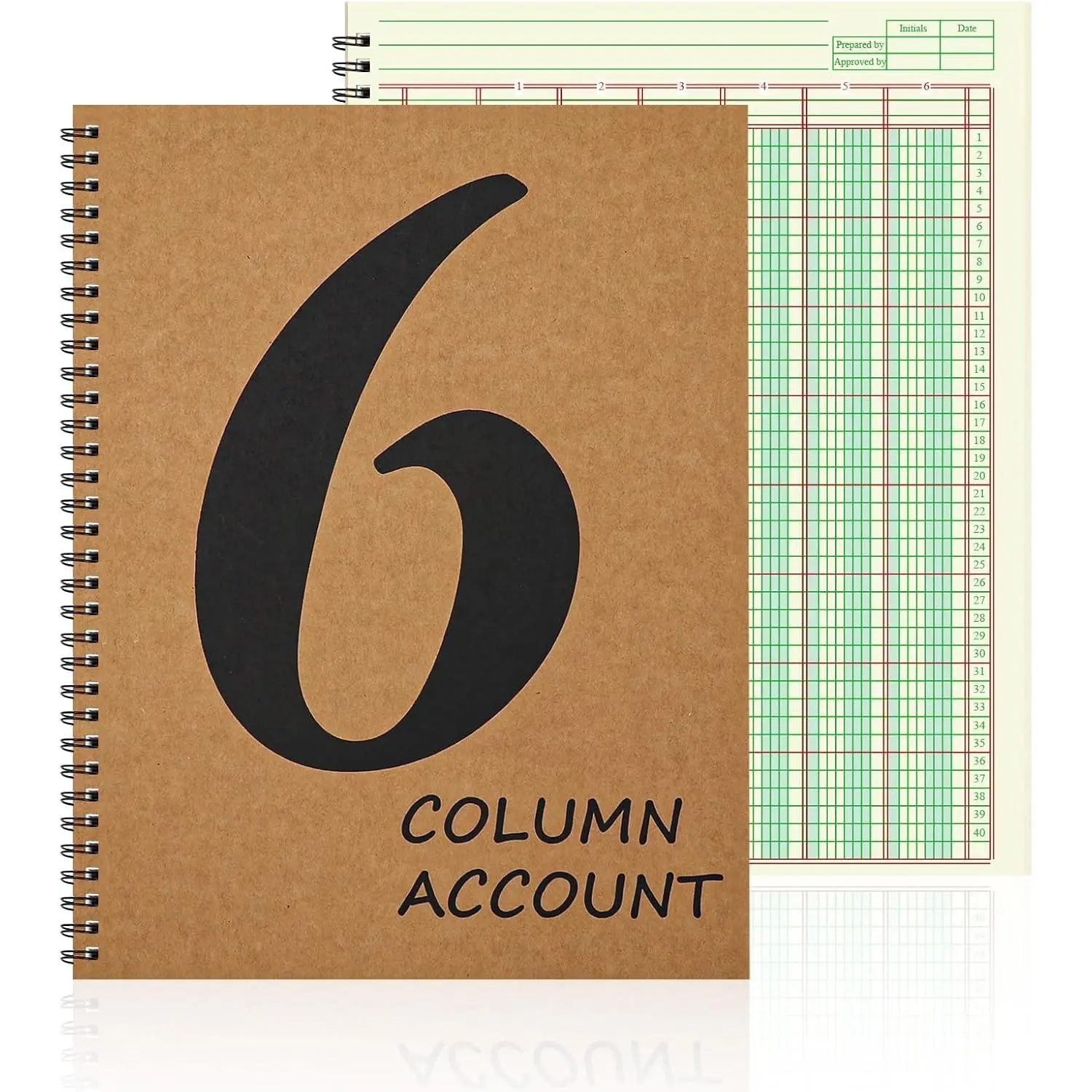 6 Column Ledger Book Columnar Pad Analysis Pad 6 Columns Accounting Logbook Columnar Pad Notebook Ledger Book Spiral 80g 100 Pages 8.5X11 Inch Accounting Notebook for Small Business Personal Use