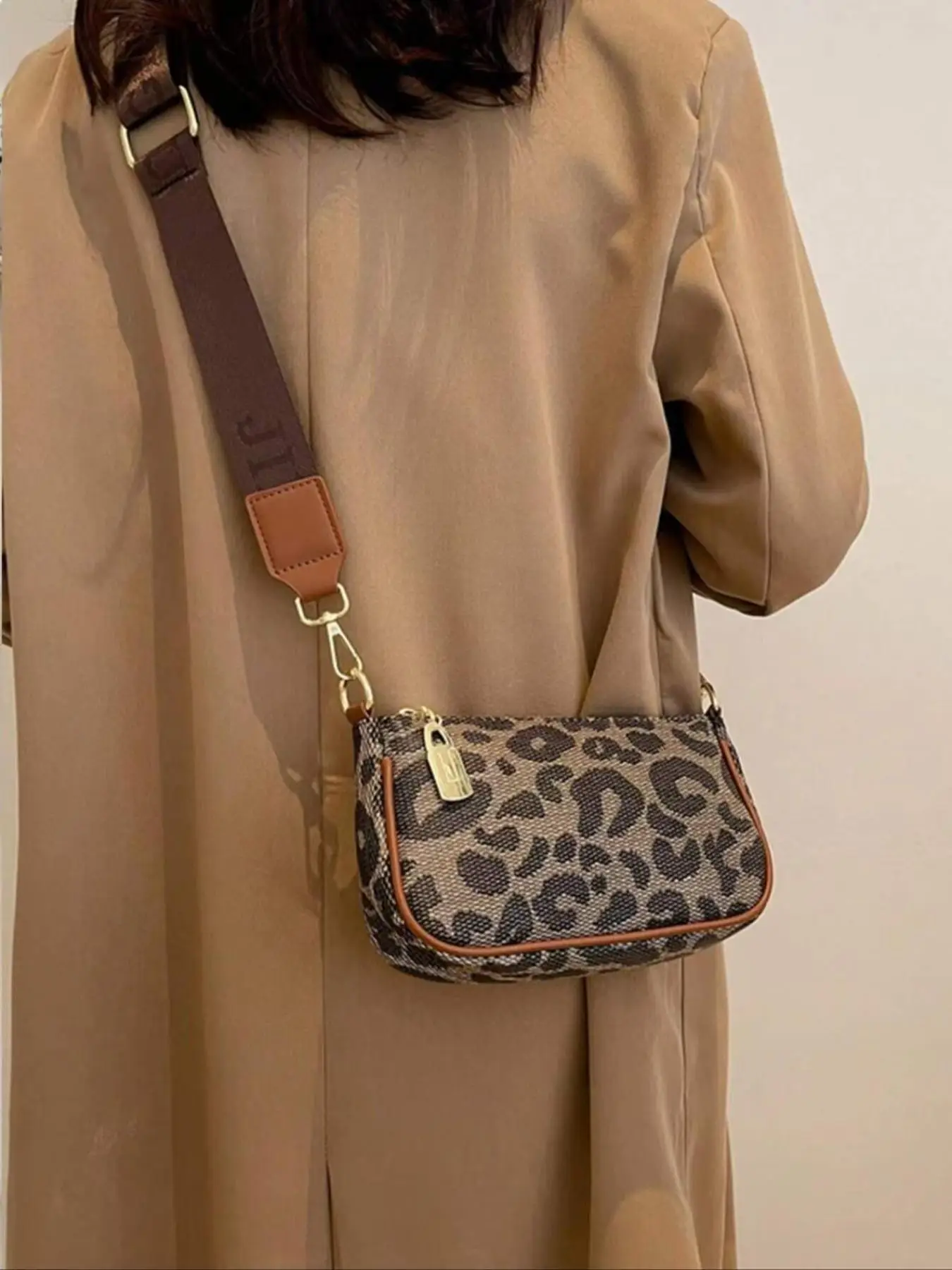 Fashion Leopard Pattern Crossbody Bag, Casual PU Leather Zipper Shoulder Bag for Women, Trendy Versatile High-quality Daily Commuting Bag