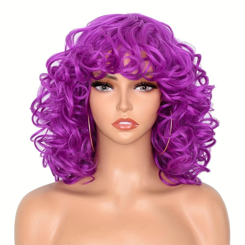 Synthetic Loose Big Curly Wigs - With Bangs For Women - Bouncy Curly Wigs - Short Afro Curly Wigs - For Daily Party Cosplay Halloween Use