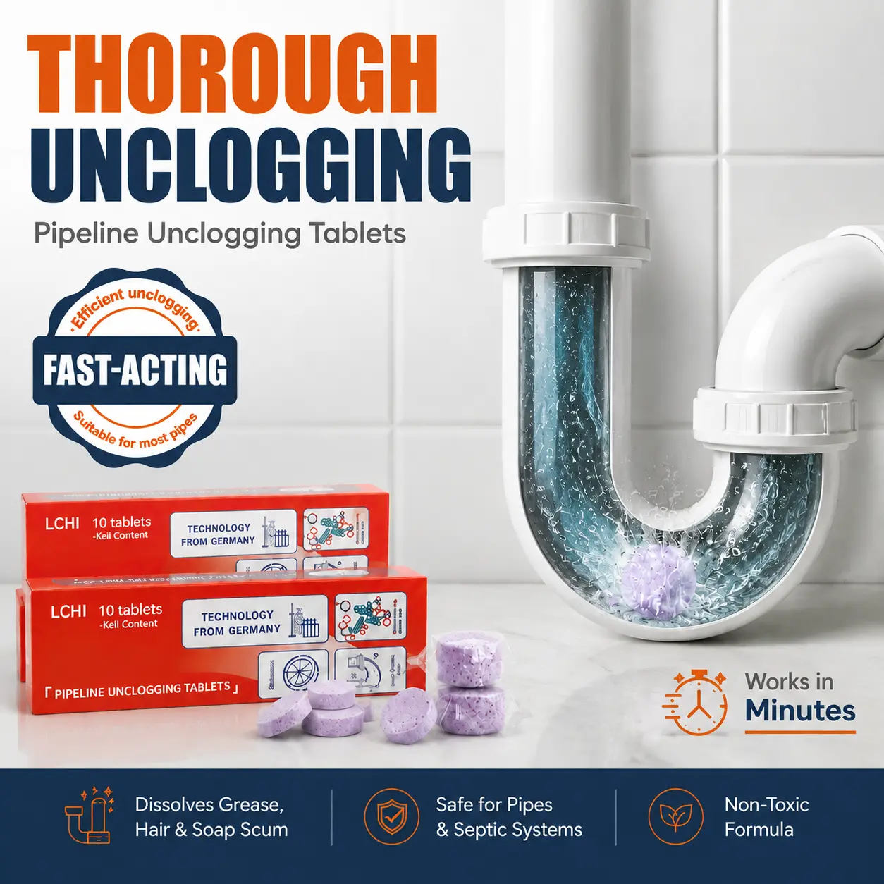 3-Day Limited Free Gifts - Multi-Purpose Foam Pipe Clog Remover, Hair & Grease Dissolving Drain Cleaner, Suitable For All Household Drains, Monthly Plumbing Maintenance
