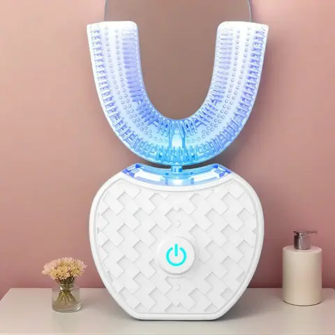 Electric Sonic U-Shaped Toothbrush for Adults -  Cordless Battery Operated, Teeth Care Tool
