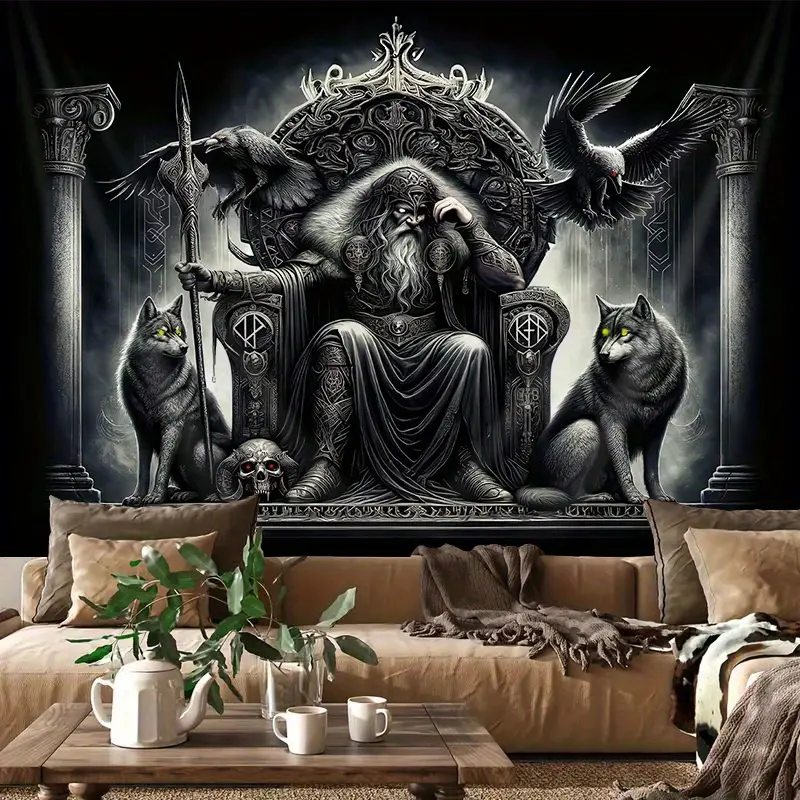 Viking Theme Soft Fabric Wall Hanging Tapestry - 1 Piece Wall Decor, Room Art for Living Room Home Supplies