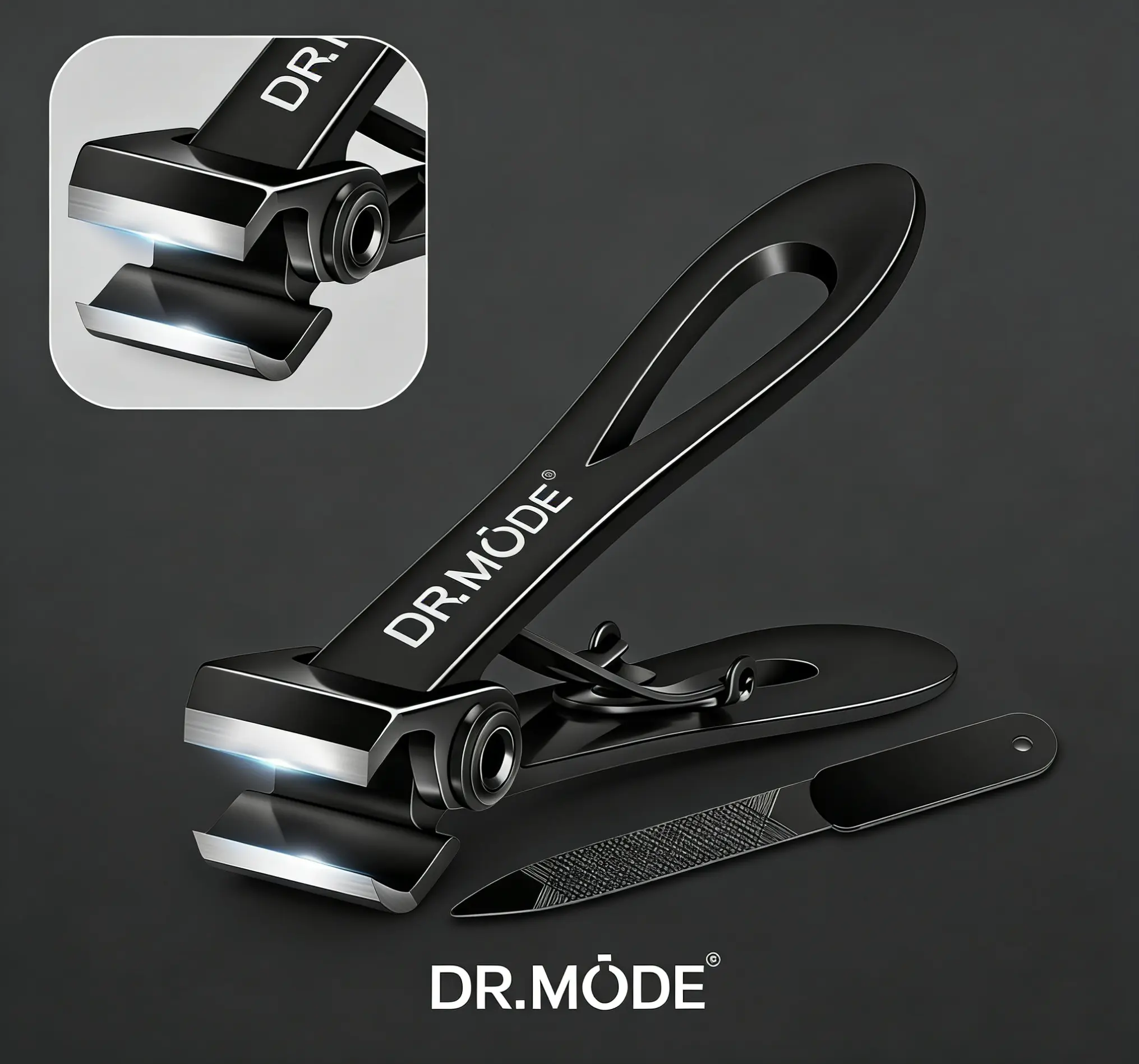 DRMODE Thick Toenail Clippers for Seniors & Men, 16MM Wide Jaw Sharp Stainless Steel Nail Cutter with File, Foot Care Product