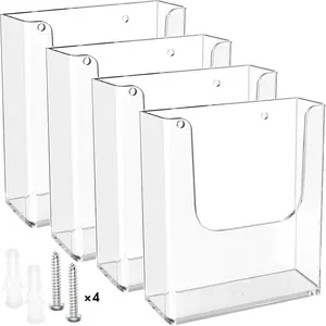 MaxGear Brochure Holder 8.5x11 Wall Mount, 4 Pack Acrylic Pamphlet & Flyer Holder, Clear Plastic Magazine Literature Organizer for Office, School, Hotel, Exhibition