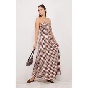 Your Favorite Women's Gemma Strapless Gingham Maxi Dress