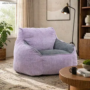 Large Corduroy Bean Bag Chair with Armrests and Full Fill - Comfy Lazy Sofa for Adults, Ideal Indoor Furniture for Bedroom, Living Room