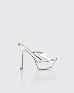Clover Clear Perspex Pointed Platform Mules