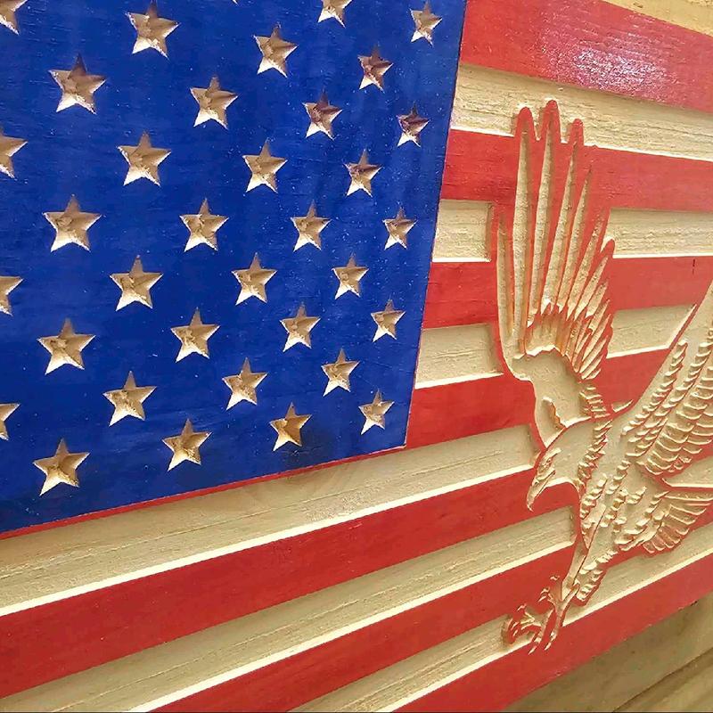 American Eagle Wooden Flag