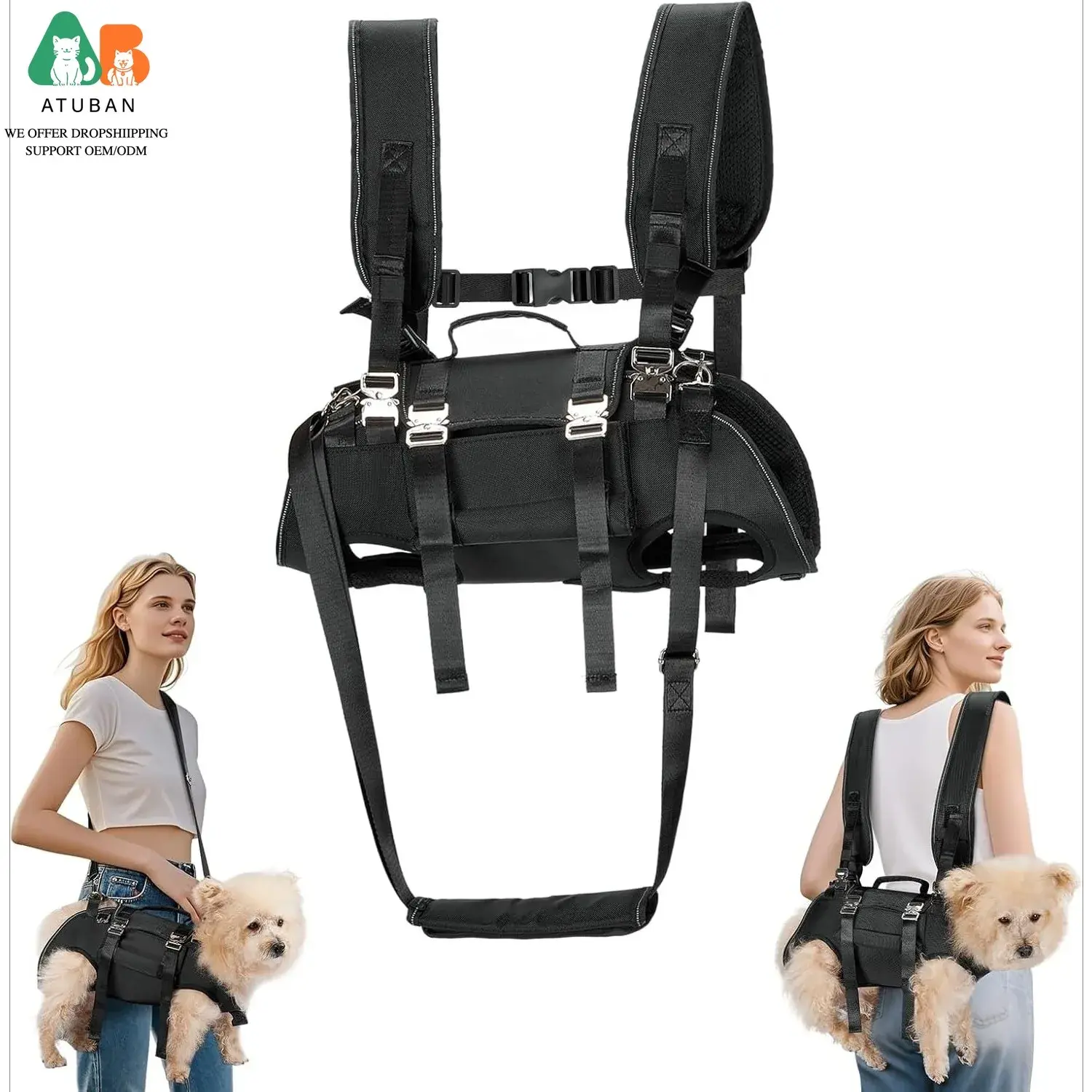 Dog Lift Harness with Ergo Back Support - Lightweight Polyester Fabric, Adjustable Fit, Durable, Portable, Easy-Maintenance, Buckle-Equipped Carrier Sling for Senior Dogs (2kg-21kg)