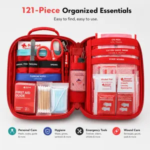 Senvok 121-Piece First Aid Kit, Emergency Survival Kit for Car, Home & Travel, Compact Portable Survival Gear with Water-Resistant Molle Pack, Organized Compartments, First Aid Guide & Wound Closure Strips, Camping Hiking Home Essentials
