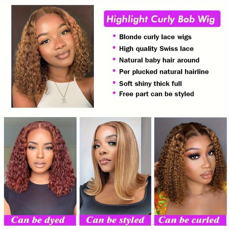 Fashion New Human Hair Bundles Highlight Honey Blonde Curly Bob Wig Human Hair 4/ 27 Ombre Highlight Lace Front Wigs Human Hair 13x4 Lace Short Curly Bob Wig Pre Plucked With Baby Hair 180% Density Wigs For Women Fashion New Human Hair Bundles Highlight Honey Blonde Curly Bob Wig Human Hair 4/ 27 Ombre Highlight Lace Front Wigs Human Hair 13x4 Lace Short Curly Bob Wig Pre Plucked With Baby Hair 180% Density Wigs For Women