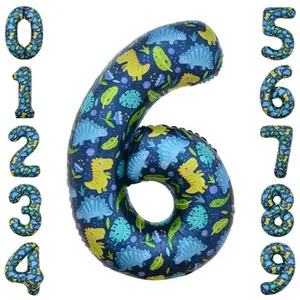 40 Inch Number 6 Dinosaur Balloon Dinosaur Birthday Decorations 6 Year Old Boy Party Supplies Number 6