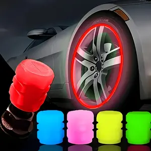 4-Pack Luminous Hex Tire Valve Cap, Suitable for Cars, Bicycles and Motorcycles-Durable ABS, Green Luminous, Enhanced Visibility and Safety at Night, Luminous Tire Valve Cap