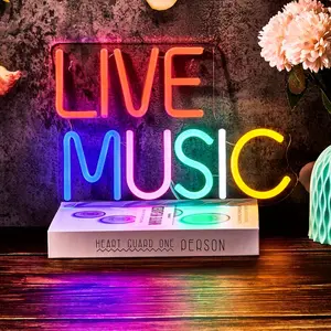 Live Music Letter Design Neon Light, 1 Count USB Powered LED Neon Sign, Decorative Light for Home Bedroom Party Decoration