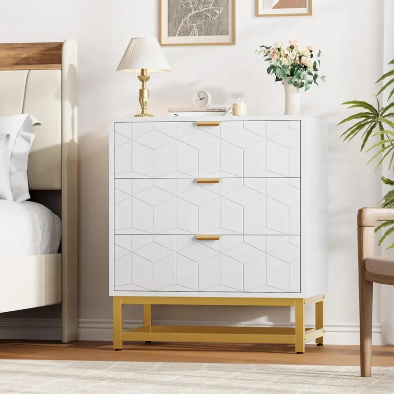 white and gold dresser - TikTok Shop