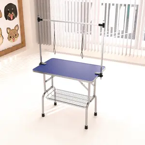 ARCH Large Grooming Table for Pet Dog and Cat with Adjustable Arm and Clamps Large Heavy Duty Animal grooming table, 42''/Blue   WL