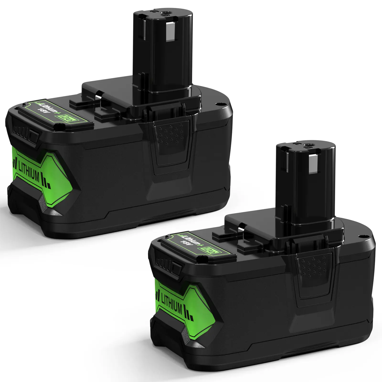 2 Pack 12Ah Replacement Ryobi 18V Batteries with Indicator Light for Li-Ion MAX P102 P103 P104 P105 P107  P109 P108 P122 Series Power Tools