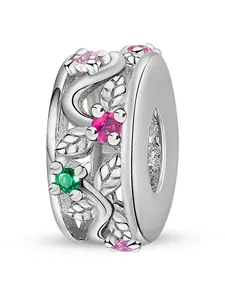 1Pc New Design Vine Leaf Colored Diamond Spacer Beaded Charm DIY Jewelry Making Kit Suitable for Bracelet Creative Craft Material Holiday Gift Pendant Women Birthday Gift Daily Wear Accessories