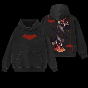 Superstyle Under the Hood - Jason Todd Red Hood (Robin #2) Hero Verse Comic Edition Double Printed Oversize Lightweight Acid Washed Tee Hoodie Sweater TV Series Graphic Design Top Cotton Streetwear Comic Superheroes T-Shirt Clothes Menswear Womenswear