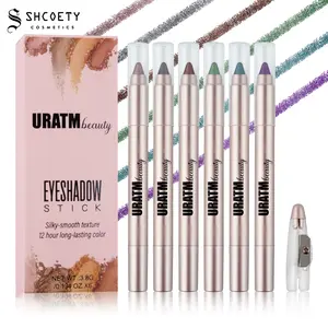 6-color pearlescent eyeshadow pen set, non-smudging, pencil sharpener, eyeliner pen, under-eye pen, foaming pen