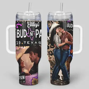 Urrban Cowboy Budd And Pamm Texas Tumbler 40oz & 30oz, Classic 80s Romance Movie Drinkware For Men Women, Travel Water Cup Western Lover Gift Idea | 030426.C00896.ID03