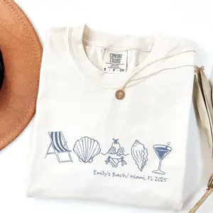 Custom Beach Bachelorette Comfort Colors Shirt, Coastal Bride Trip Tee, Bikini Shell Cocktail Party Shirt vintage graphic