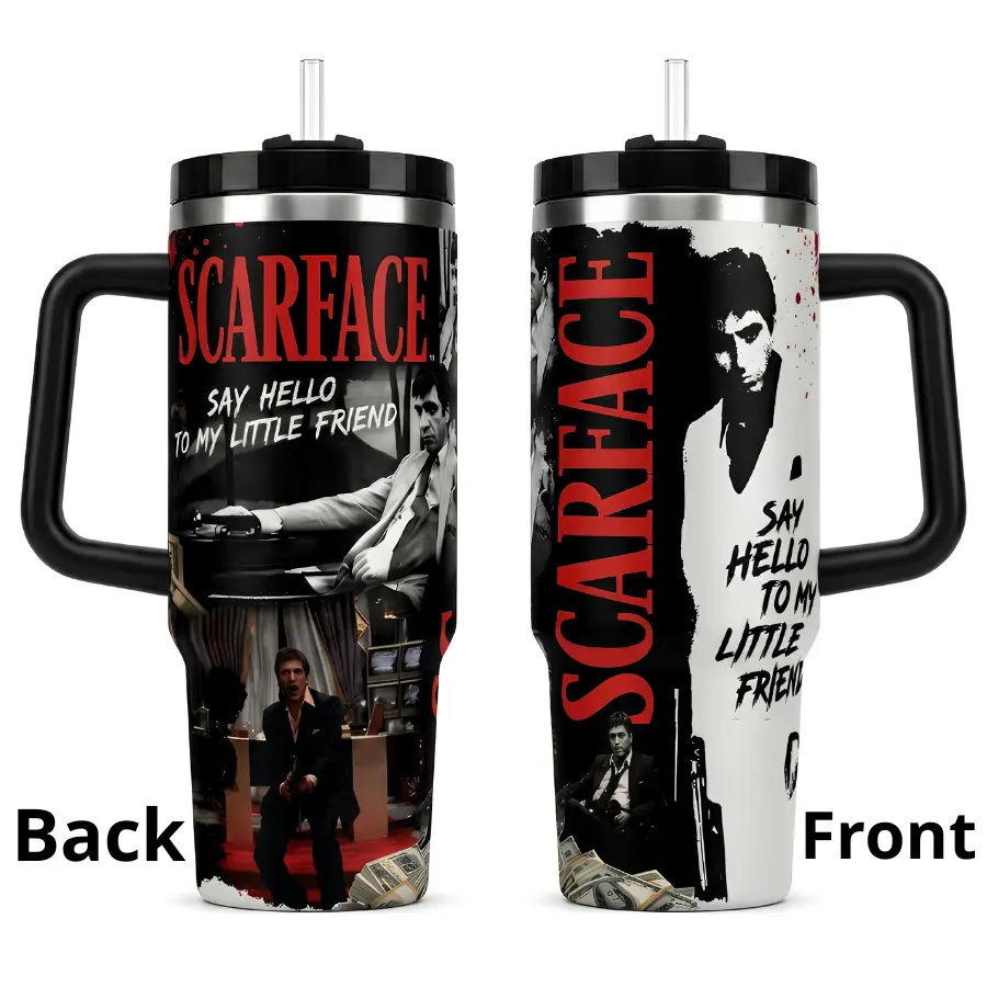 Gangster Movie Inspired Tumbler, Vintage Crime Film Travel Cup, Retro Mafia Collage Design, Stainless Steel Insulated Tumbler, Gift for Movie Fans
