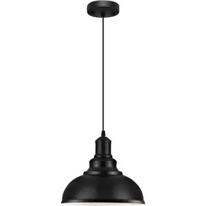Pendant Lighting Vintage Industrial Fixtures, Black Metal Farmhouse Lights, Ceiling Lamp for Kitchen Home Island Dining Room Bedroom, 11.4 inches