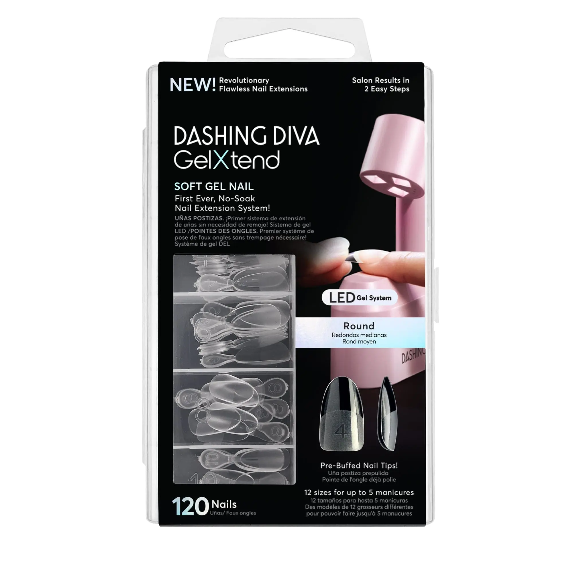 GelXtend Nail Tips - Clear, Medium Round