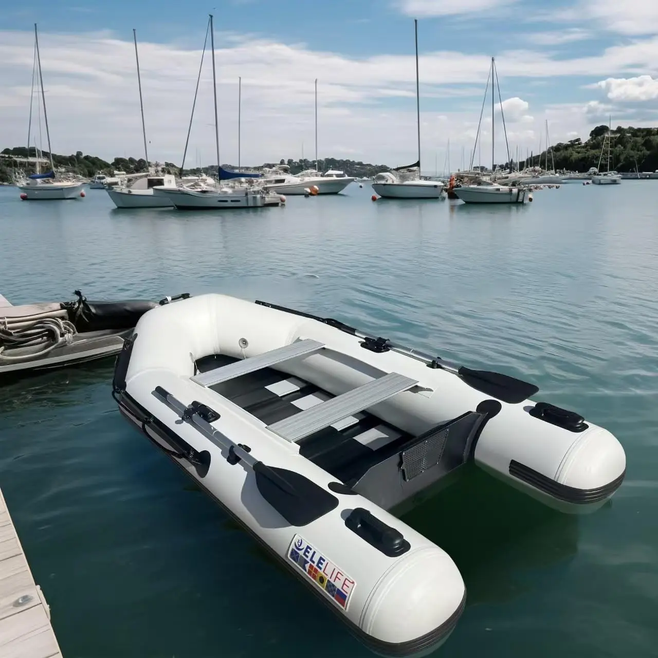 10FT Inflatable Boat,2-3Person Portable raft,2 Aluminum seat Board and 5 Aluminum Floor,3 Independent air Tubes,14 inch Large Float.No disassembly Required, Ultra Portable Design