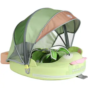 Mambobaby Non-Inflatable Cactus Baby Swim Float with Detachable Canopy, UPF 50+ Sun Protection, 5-Point Safety System, Dual-Position Float for Babies 3-24 Months