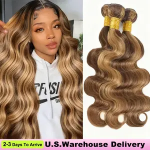 26 18 Inch Highlight hair Body Wave Bundle 100% Human Hair Bundle P4/27 Honey Brown Brazilian Hair Bundles 1 3 4 Hair Bundle