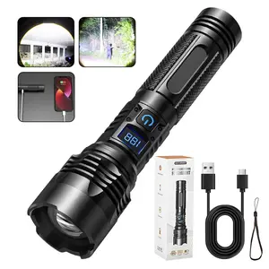 Rechargeable Flashlights, Super Bright High Lumens Flash Light, LCD Digital Display, 1800mAh Battery Powerful Handheld LED Flashlights for Home Emergencies Camping