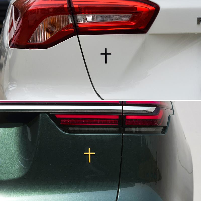 2/4PCS-3D Dimensional Cross Emblem — Self-Adhesive Decorative Decal (Scratch Cover) — Personalized Side Badge