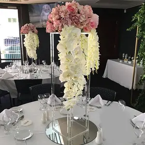 2PCS 23.62inch High Wedding Flower Stand, with Acrylic Laminate,Acrylic Vase Column Geometric Centerpiece Stands, Floral Display Rack for T-Stage Events Reception, Party Decoration Home Ornaments