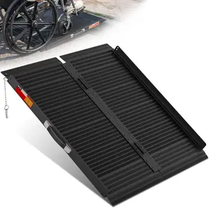 Black Portable Wheelchair Ramp, 3FT No-sew Non-Slip Aluminum Wheelchair Ramp, Folding Portable Wheelchair Ramps for Home, Weight Capacity Up to 800 LBS, Loading Dock Plates
