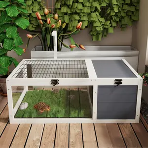 Reptile Habitat with Lamp Holder for Heat UV Lamps Three Clear Acrylic Windows Removable Waterproof Trays Lockable Design Indoor Outdoor Use for Tortoises Lizards Geckos