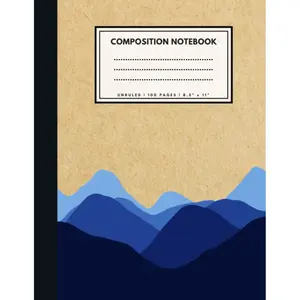Unruled Composition Notebook: Blue Mountains Brown Paper Soft Cover | Large (8.5 x 11 inches) Letter Size | 100 Unlined Pages | Plain Retro Notes Paperback – August 27, 2019