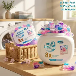 Viral TIKTOK 5-in-1 LAUNDRY DETERRGENT PODS, Laundry Clean Pods, Multi Purpose Detergent | 8g Extra Concentrated Capsules, 10 pods/Pack, 40 pods/Pack | Long-Lasting Fragrance, Ultra Stain Removal, Eco-Friendly & Portable | Family & Travel