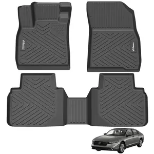Car Floor Mats Compatible with Honda Accord 2023-2025 (Include Hybrid), Black TPE All-Weather Floor Liners, 1st & 2nd Row