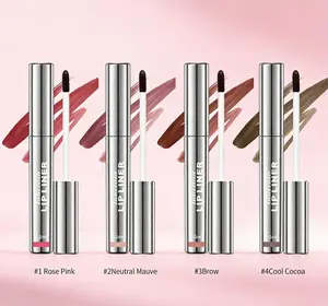 4Pcs Peel Off Lip Liner Stain Set Waterproof Nude Matte Lip Tint Non Fading 24H Color Hold Rose Pink Neutral Mauve Brow Cool Cocoa Full Coverage
