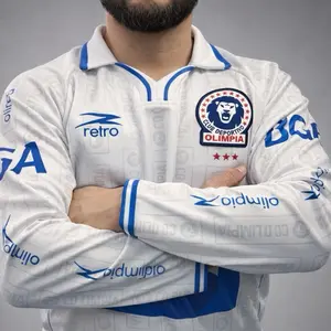 White & Blue Retro Long Sleeve Soccer Jersey (2001 Style) – Oversized / Loose Fit